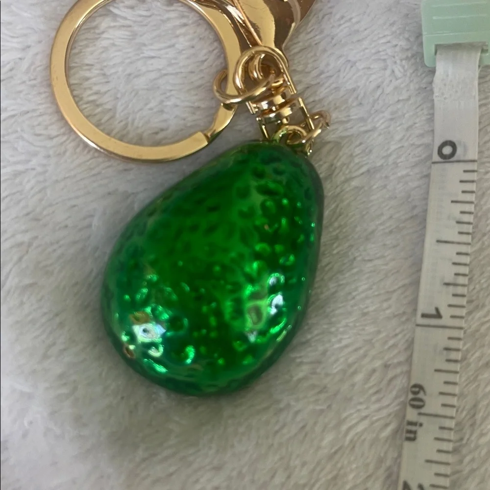 Avocado Keychain with green and orange brown Gems new
